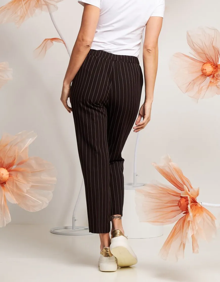 Pantalone gessato con cinturino elastico