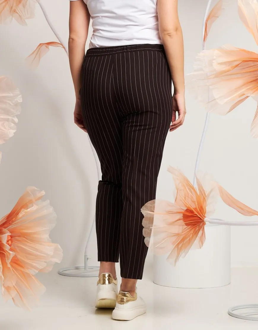 Pantalone gessato con cinturino elastico