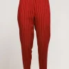 Pantalone gessato con elastico e zip