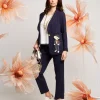 Pantalone gessato con elastico in vita