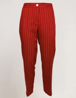 Pantalone gessato con elastico e zip