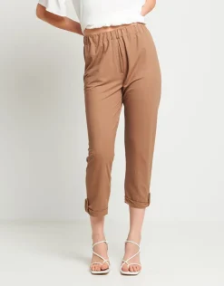 Pantalone in maglia con elastico e risvoltino