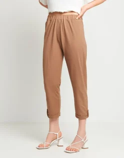 Pantalone in maglia con elastico e risvoltino