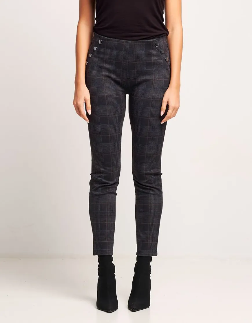 Pantalone in motivo con tasche e bottone