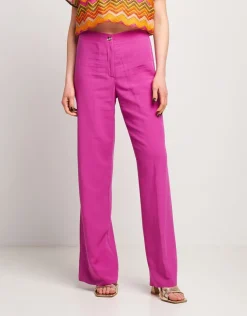 Pantalone in viscosa con spacchi sul fondo