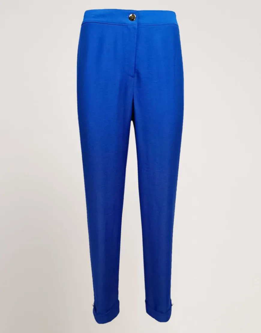 Pantalone in viscosa con risvolto e bottoni