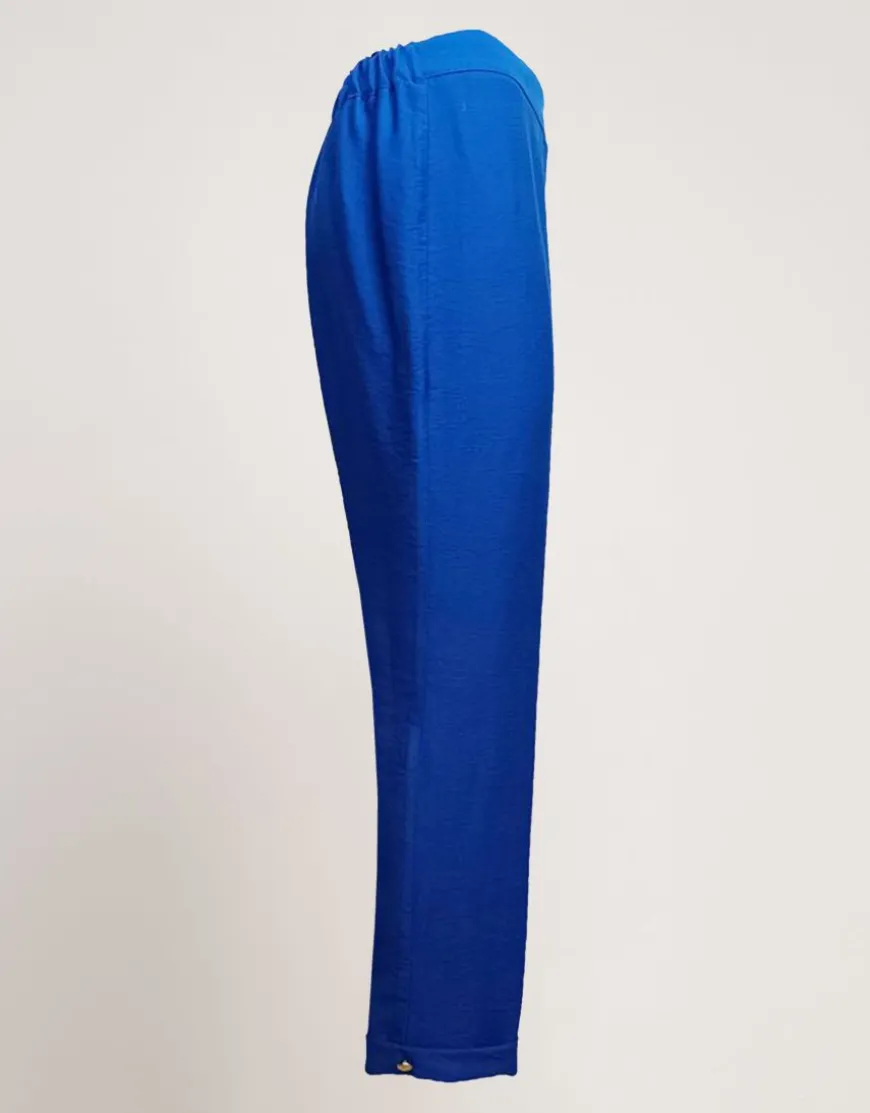 Pantalone in viscosa con risvolto e bottoni
