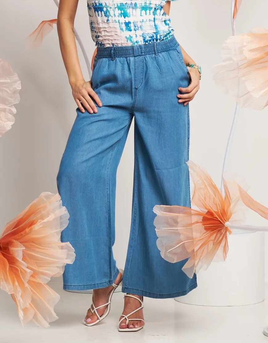 Pantalone largo con elastico e tasche