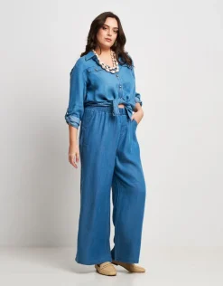 Pantalone largo con elastico e tasche