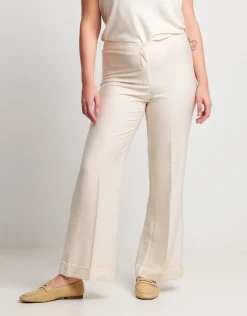Pantalone largo effetto mosso con risvolto