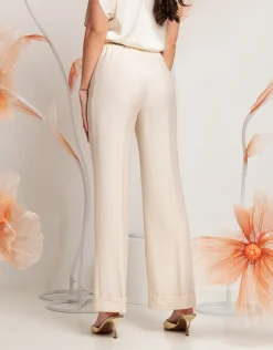Pantalone largo effetto mosso con risvolto