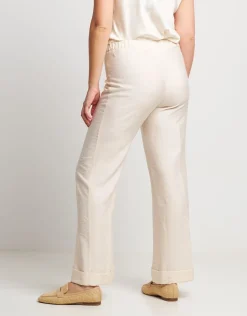 Pantalone largo effetto mosso con risvolto