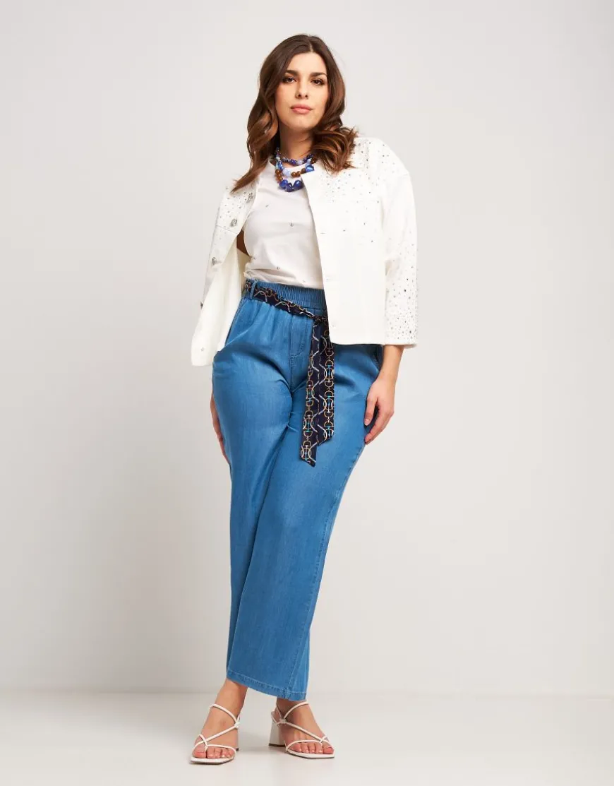 Pantalone largo in denim con tasche