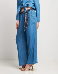 Pantalone largo in denim con tasche