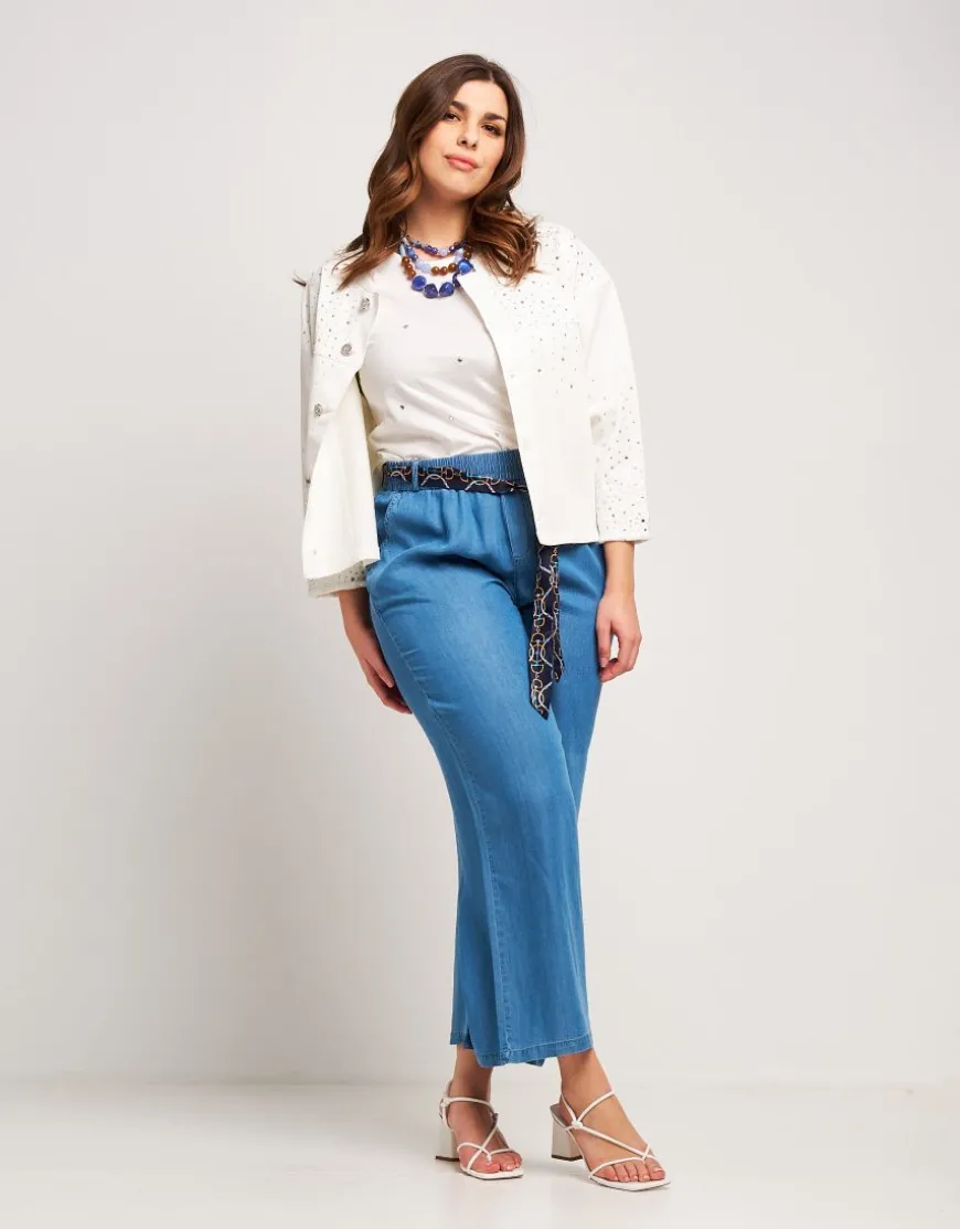 Pantalone largo in denim con tasche