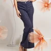 Pantalone largo in gessato denim