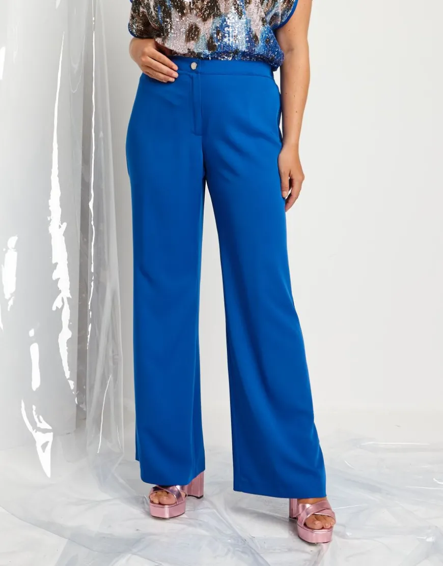 Pantalone largo in tessuto fluido con elastico e zip