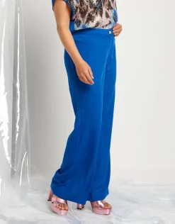 Pantalone largo in tessuto fluido con elastico e zip