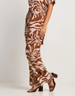 Pantalone largo in viscosa con elastico e coulisse