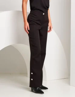 Pantalone palazzo con spacchi e bottoni