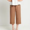 Pantalone palazzo cropped con risvolto