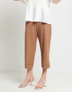 Pantalone palazzo cropped con risvolto