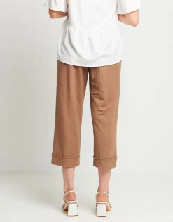 Pantalone palazzo cropped con risvolto