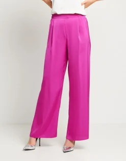 Pantalone palazzo in raso con elastico