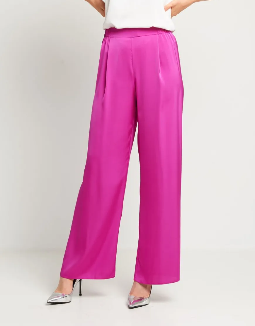 Pantalone palazzo in raso con elastico