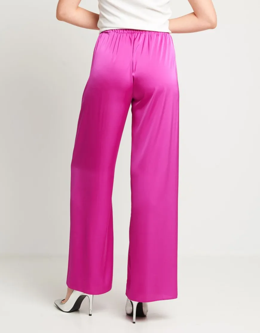 Pantalone palazzo in raso con elastico