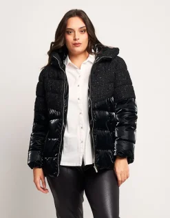 Piumino con inserti bouclé