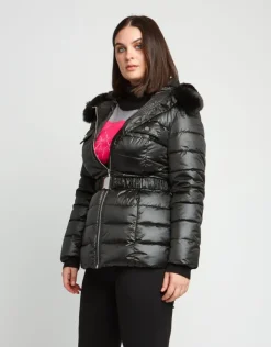 Piumino con zip e cintura