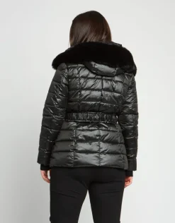 Piumino con zip e cintura