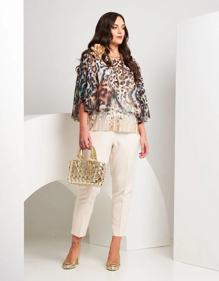Poncho animalier con paillettes