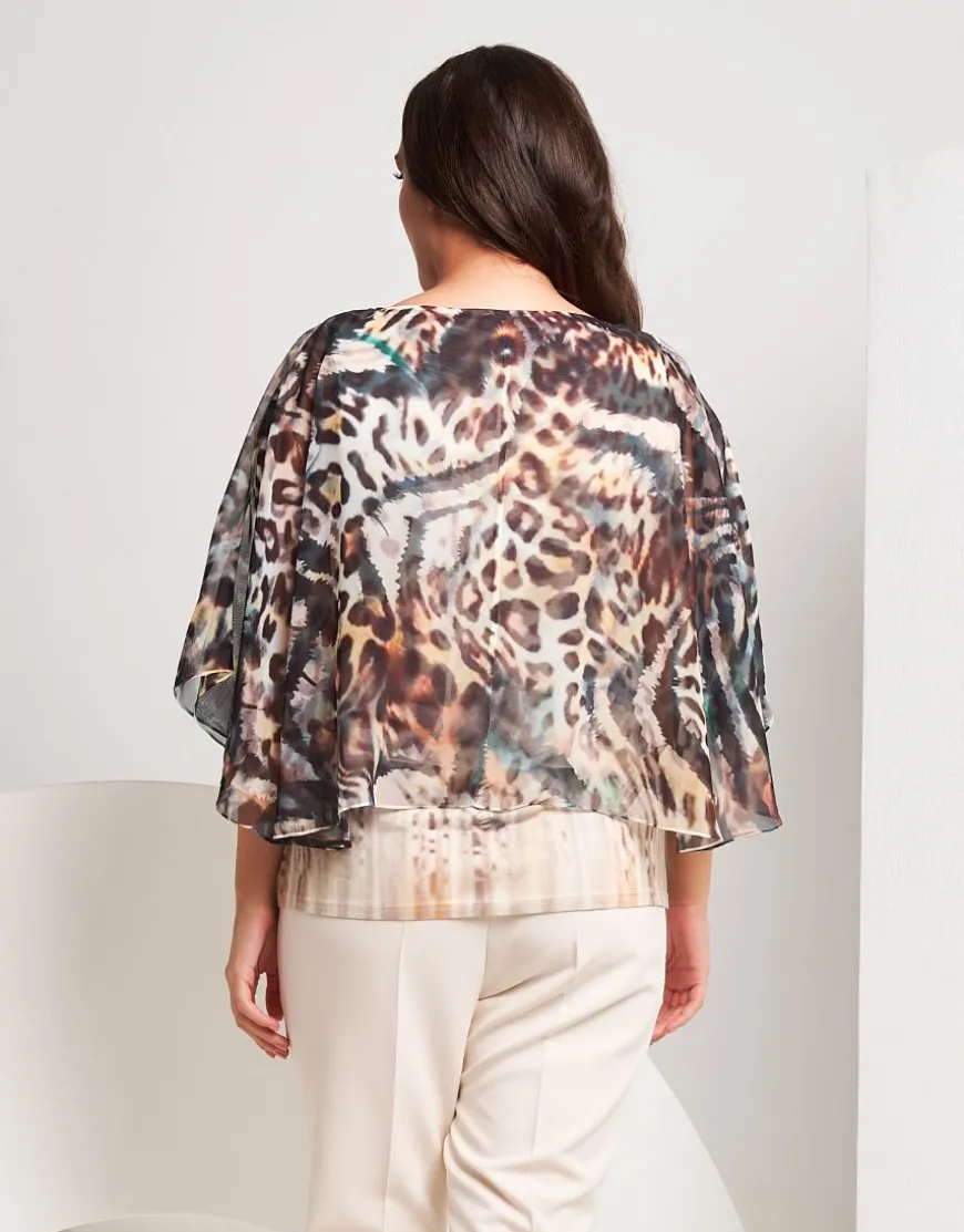 Poncho animalier con paillettes