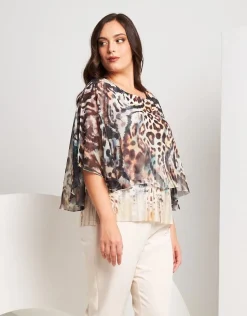 Poncho animalier con paillettes