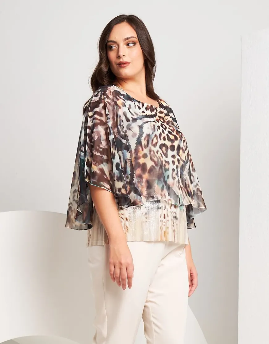 Poncho animalier con paillettes