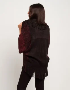 Poncho aperto con frange