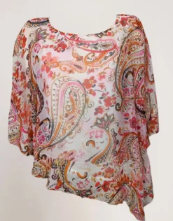 Poncho asimmetrico con bordo di paillettes