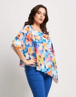 Poncho asimmetrico fantasia floreale