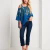 Poncho asimmetrico pavone con paillettes