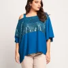 Poncho asimmetrico pavone con paillettes