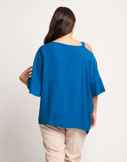Poncho asimmetrico pavone con paillettes