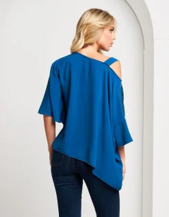 Poncho asimmetrico pavone con paillettes
