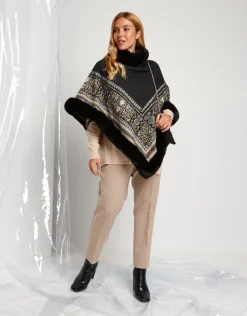 Poncho con bordi e greca