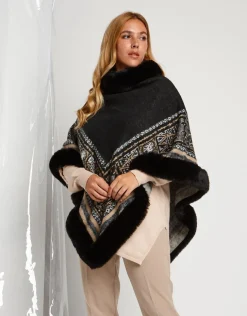 Poncho con bordi e greca
