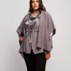 Poncho con bordure in velluto