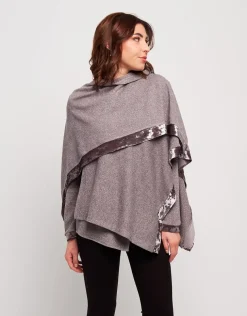 Poncho con bordure in velluto