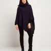Poncho con paillettes e collo