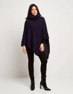 Poncho con paillettes e collo